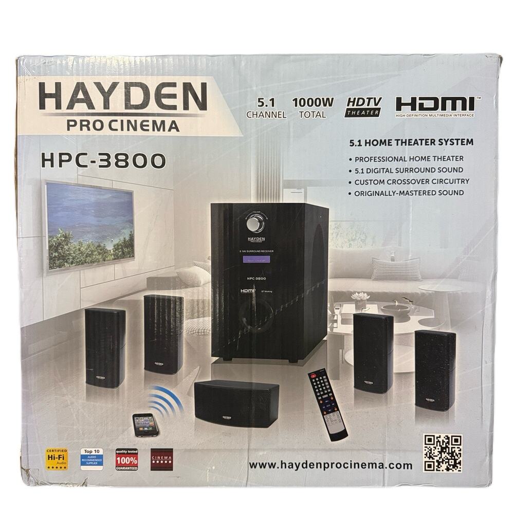 NEW Hayden Pro Cinema HPC-3800 1000 watt Bluetooth HDMI 5.1 Home Theater System